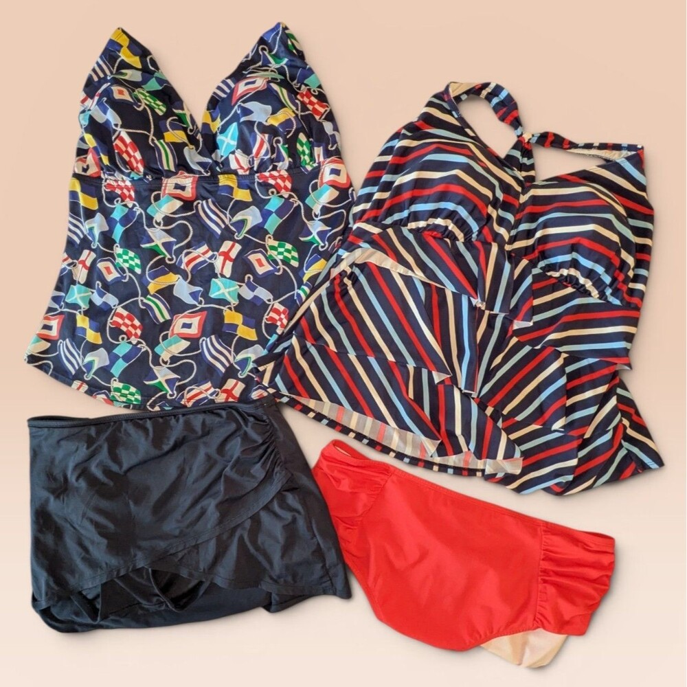 Tankini Swimsuit Bundle Women's 2X Anne Cole,Crown &Ivy,Kim Rogers 4 Piece Lot